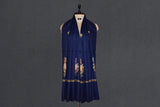 Embroidered fine wool blue stole 28x80 inch