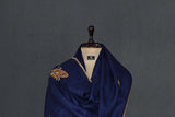 Embroidered fine wool blue stole 28x80 inch