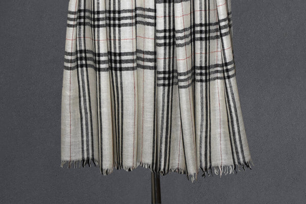 Pashmina handwoven check stole 28x80 inch
