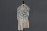 Embroidered fine wool beige jall stole 28x80 inch