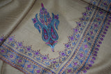 Embroidered fine wool stole 28x80 inch