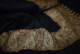 Pashmina Hand embroidered black shawl 40"x80"