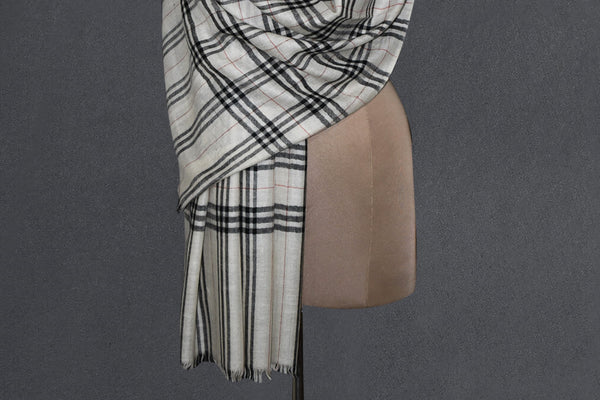 Pashmina handwoven check stole 28x80 inch