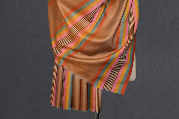 Hand woven pashmina stripe shawl 40x80 inch HOOR