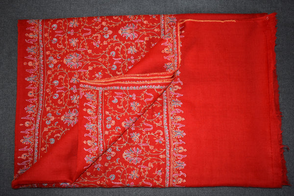 Embroidered pashmina red boti palla shawl 40X80 inch