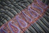 hand embroidered shawl fine wool striped 40x80 inch