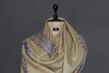 Embroidered fine wool stole 28x80 inch