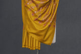 Pashmina hand embroidered shawl mustard 40x80 inch