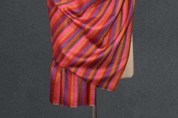 Hand woven pashmina stripe shawl 40x80 inch NOOR