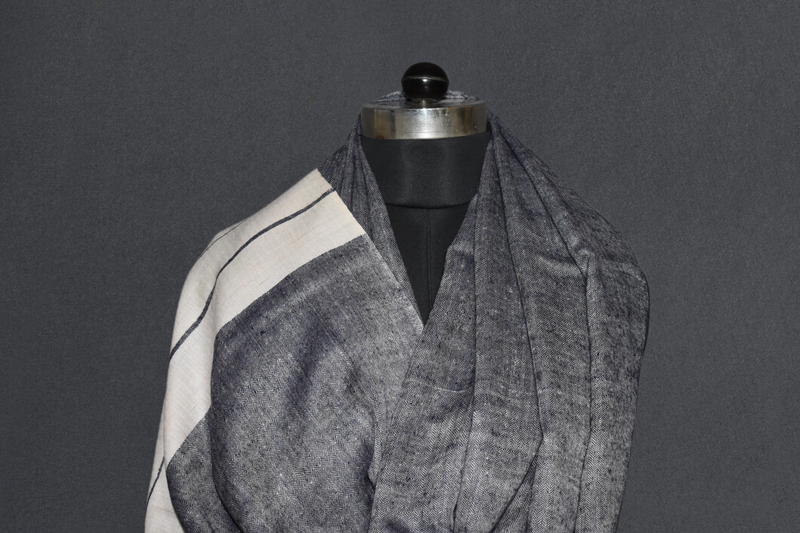 Pashmina handwoven grey stole 28x80 inch