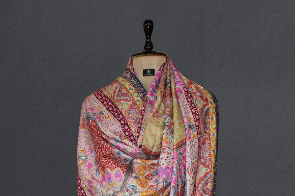 Pashmina kalamkari hanmade shawl 45x85 inch mehrab