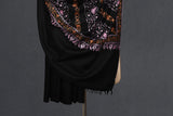 embroidered pashmina designdar black shawl 40X80 inch