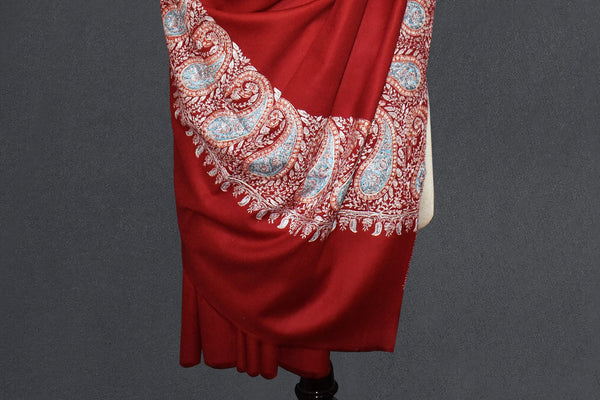 Pashmina Hand embroidered black shawl 45"x90"