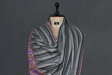 hand embroidered shawl fine wool striped 40x80 inch
