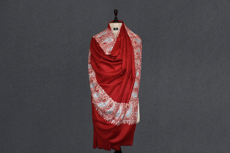 Pashmina Hand embroidered black shawl 45"x90"