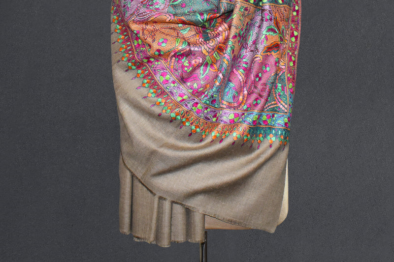 Hand embroidered pashmina shawl  palla 40X80 inch