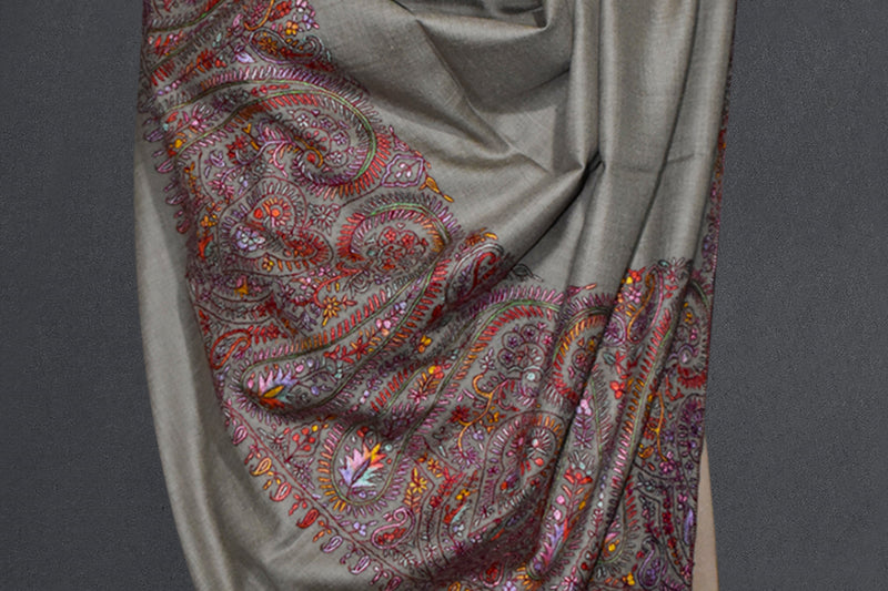 Pashmina hand embroidered shawl 40x80 inch