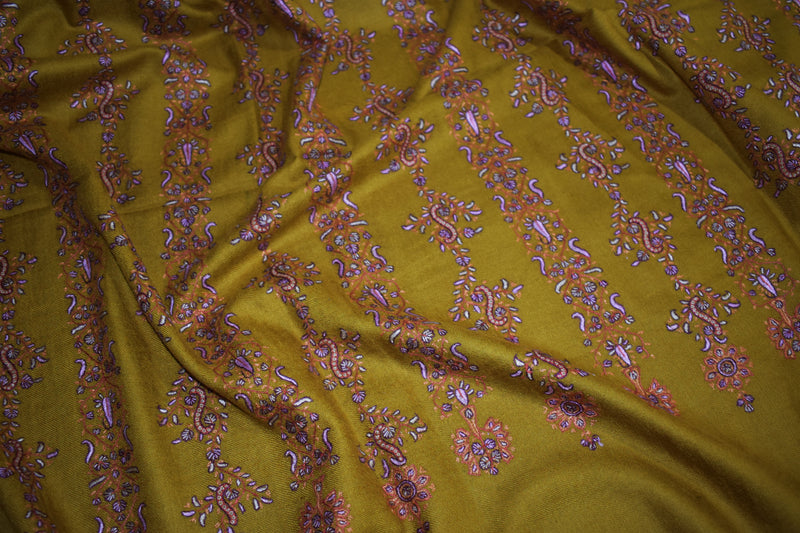 Pashmina hand embroidered shawl mustard 40x80 inch