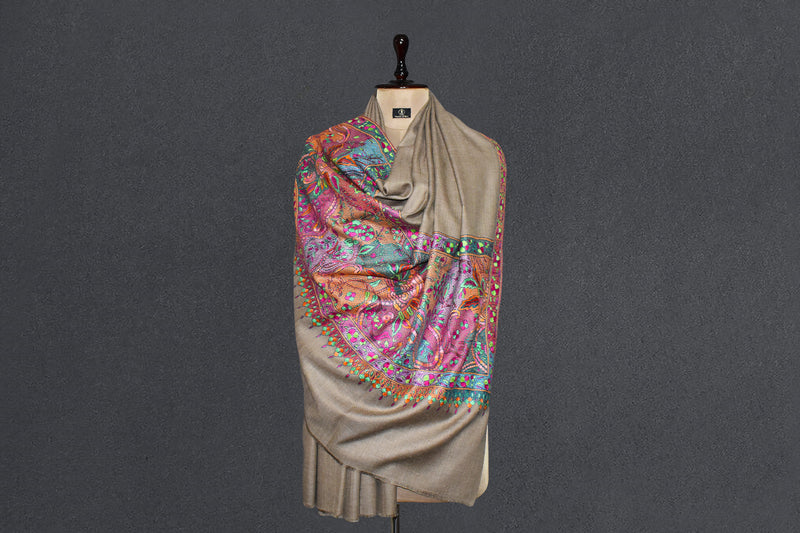 Hand embroidered pashmina shawl  palla 40X80 inch