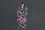 hand embroidered shawl fine wool striped 40x80 inch