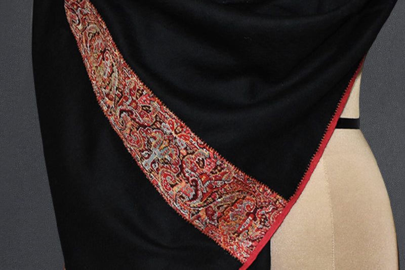 Antique pashmina stole black