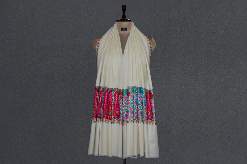 Pashmina hand embroidered shawl designdar 40x80 inch