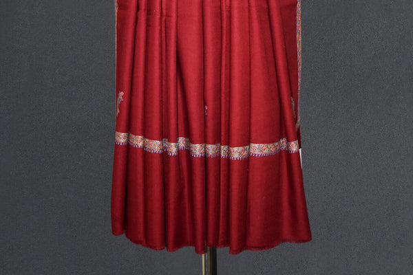Hand embroidered pashmina shawl maroon 40X80 inch