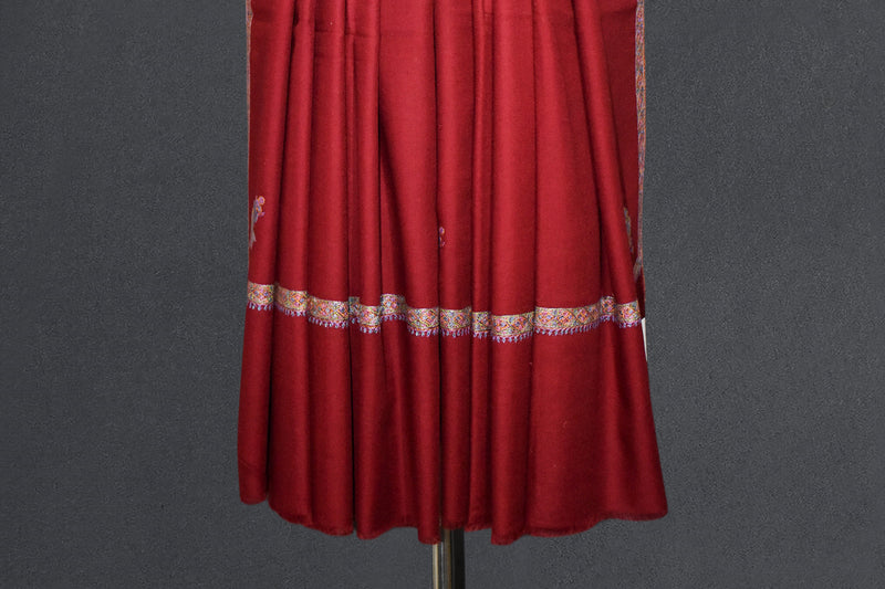 Hand embroidered pashmina shawl maroon 40X80 inch