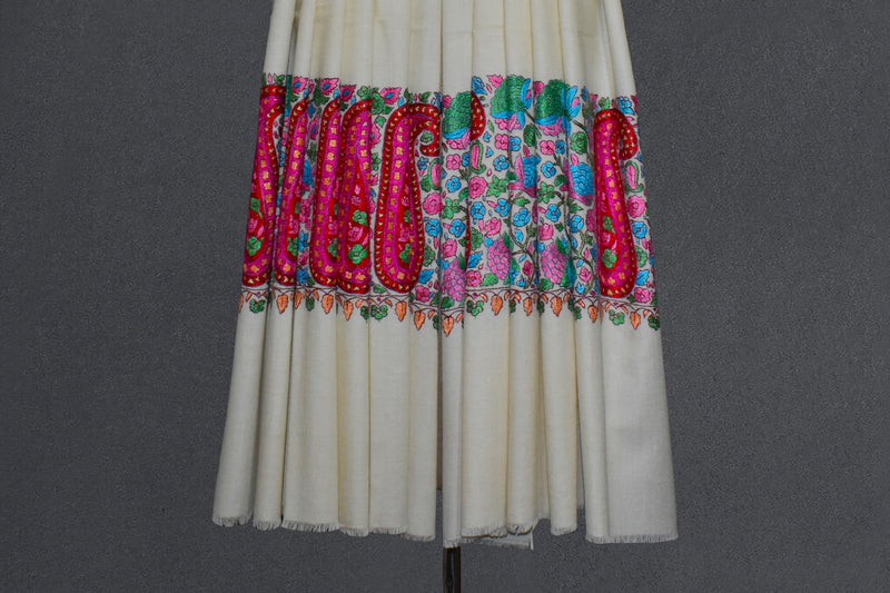 Pashmina hand embroidered shawl designdar 40x80 inch