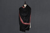 Pashmina Hand embroidered black shawl 40"x80"