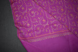 Embroidered fine wool purple stole 28x80 inch