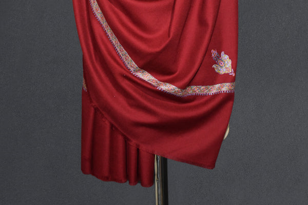 Hand embroidered pashmina shawl maroon 40X80 inch