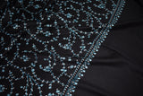 Embroidered fine wool black jall stole 28x80 inch