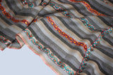 hand made Embroidered stripes shawl 40"x80"