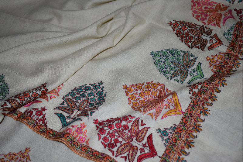 Pashmina hand embroidered shawl designdar 40x80 inch