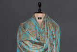 hand embroidered shawl firozi jammawar fine wool 40x80 inch