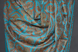 hand embroidered shawl firozi jammawar fine wool 40x80 inch