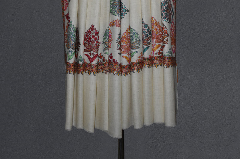 Pashmina hand embroidered shawl designdar 40x80 inch