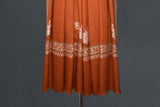 Embroidered fine wool orange stole 28x80 inch