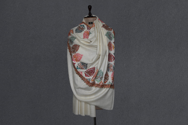 Pashmina hand embroidered shawl designdar 40x80 inch