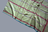 hand Embroidered stripes womens green shawl 40"x80"