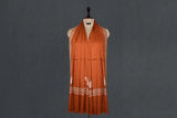 Embroidered fine wool orange stole 28x80 inch