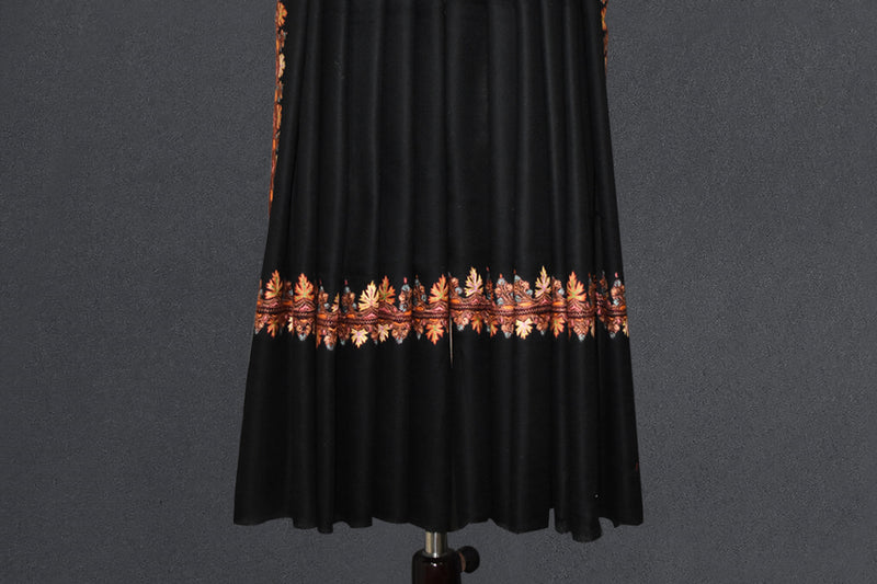 Hand embroidered pashmina shawl black chinar 40X80 inch
