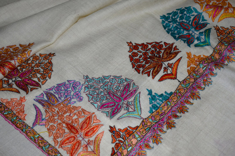 Pashmina hand embroidered shawl designdar 40x80 inch