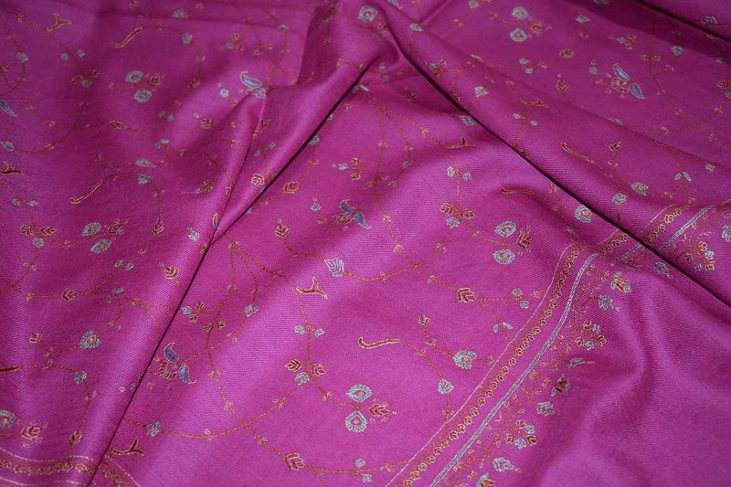 Hand embroidered pashmina jallwork shawl 40X80 inch pink