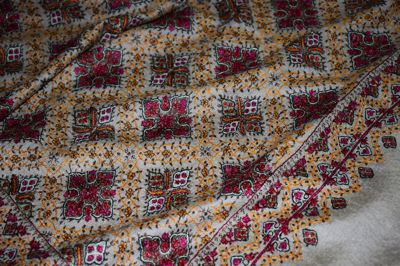 hand embroidered pashmina jammawar shawl 40X80 inch