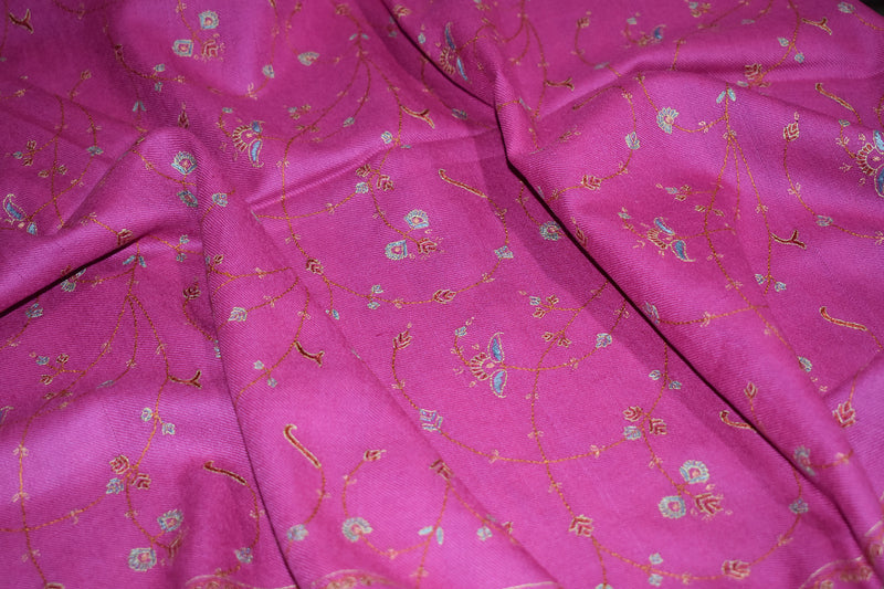 Hand embroidered pashmina jallwork shawl 40X80 inch pink