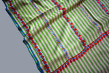 hand Embroidered stripes womens green shawl 40"x80"