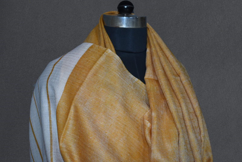 Pashmina handwoven yellow stole 28x80 inch