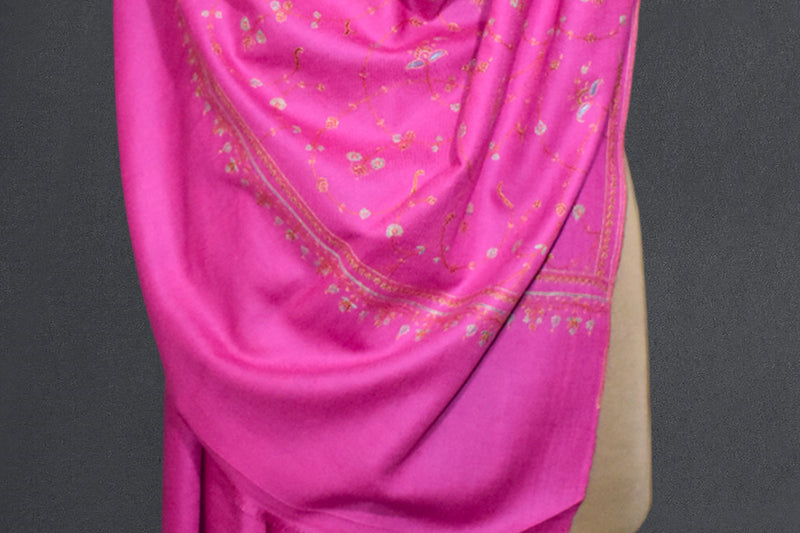 Hand embroidered pashmina jallwork shawl 40X80 inch pink